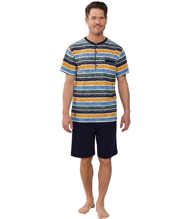 men's cotton shorty set with buttons 'summer stripes'