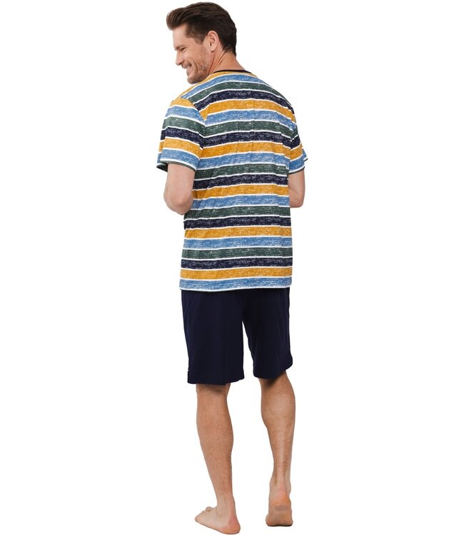 katoenen heren shortama met knopen 'summer stripes'