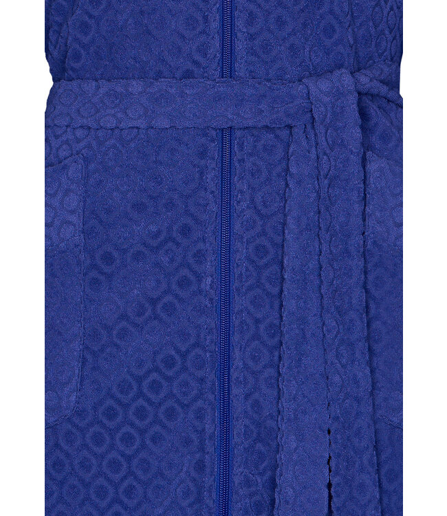ladies embossed terry morninggown with full zip 'blue dewdrop'