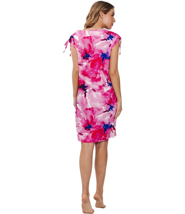 capped 'v' neck beach dress 'floral fusion'