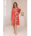ladies embossed terry morninggown with full zip 'coral dewdrop'