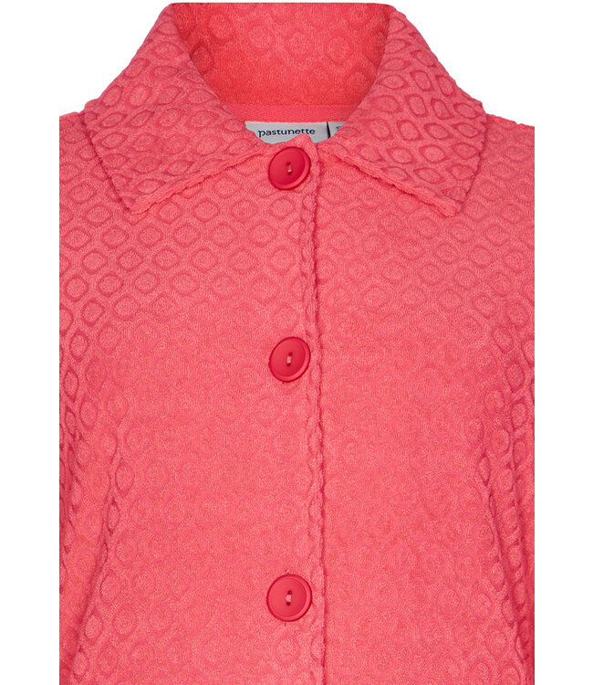 ladies embossed terry morninggown with full zip 'coral dewdrop'