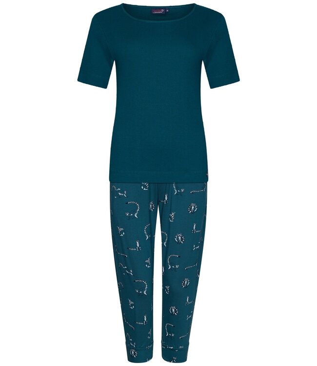 3/4e pyjamaset 'tropical holiday' van biokatoen met korte mouw