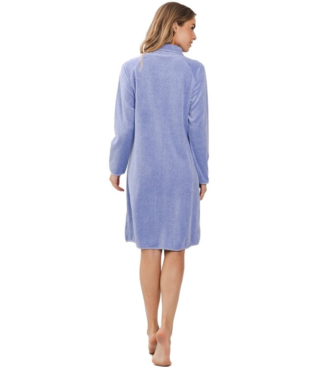 luxury light blue velvet morninggown with zip 'home comfort'
