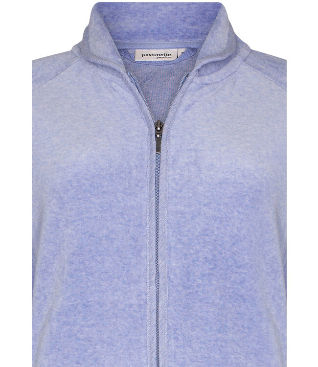 luxury light blue velvet morninggown with zip 'home comfort'