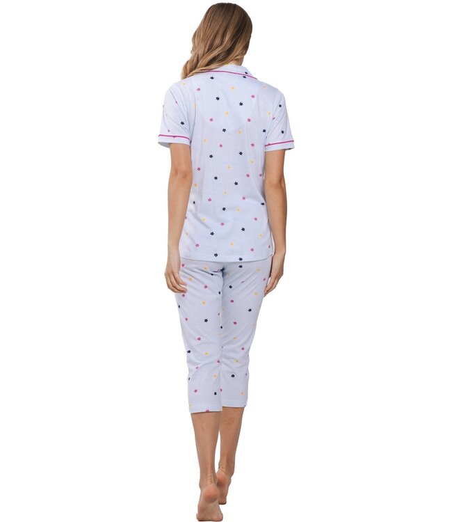 biokatoenen pyjama met knoopjes 'fabulous flowers & stripes'