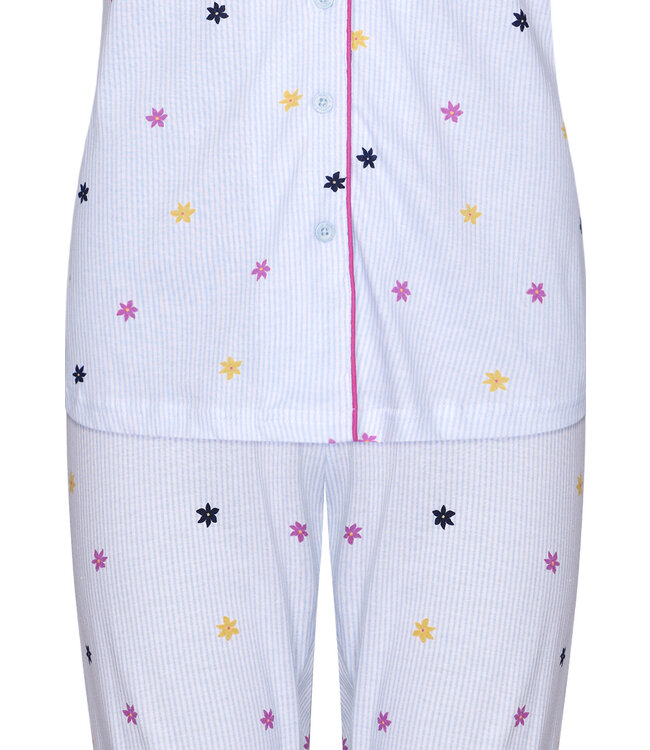 biokatoenen pyjama met knoopjes 'fabulous flowers & stripes'