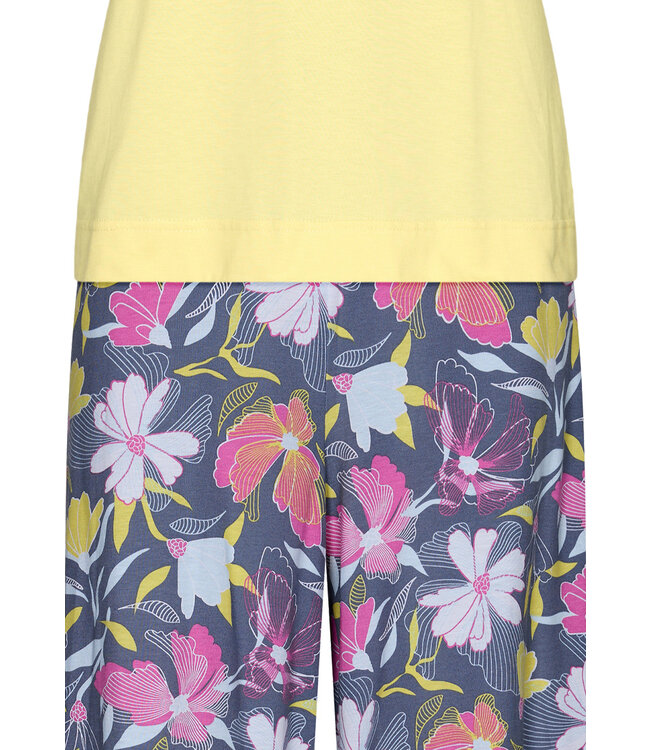 ladies short sleeve cotton 3/4 pyjama set 'floral garden'