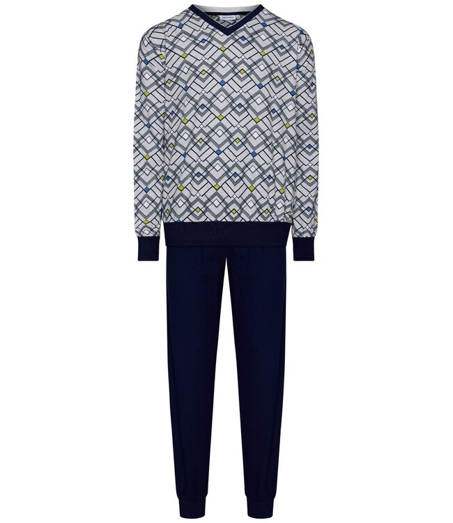 men's pyjama set with cuffs 'graphic squares'