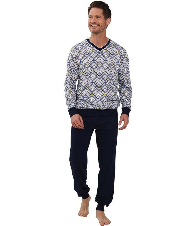 men's pyjama set with cuffs 'graphic squares'