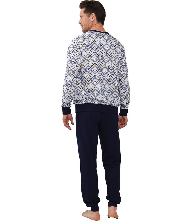 men's pyjama set with cuffs 'graphic squares'