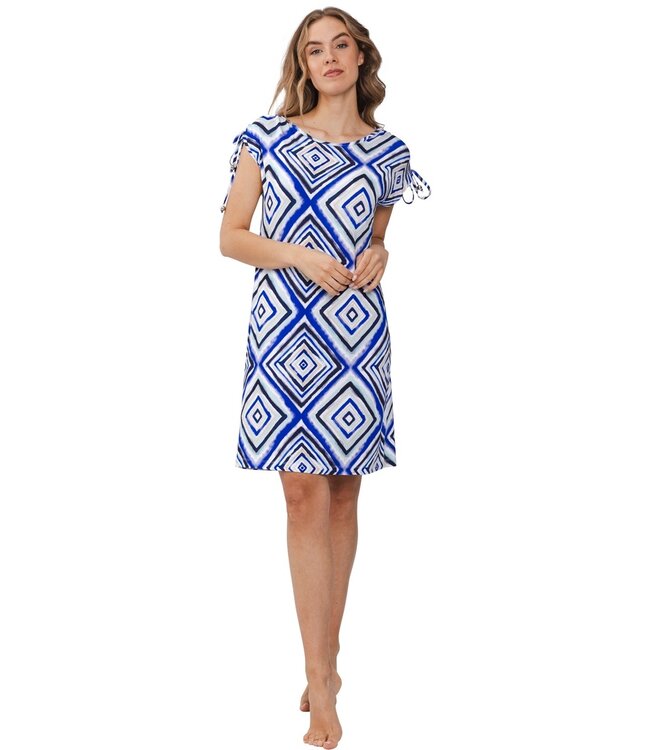 capped sleeve beach dress'diamond graphic'
