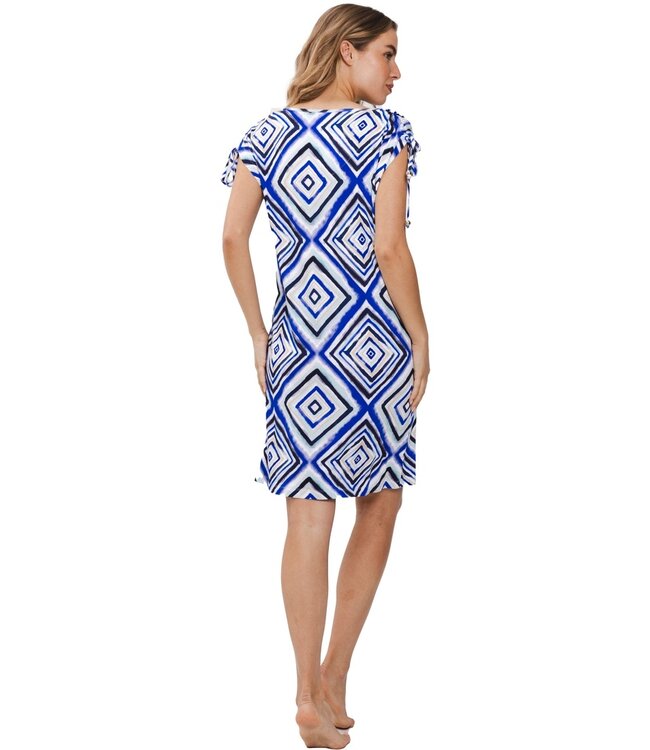 capped sleeve beach dress'diamond graphic'