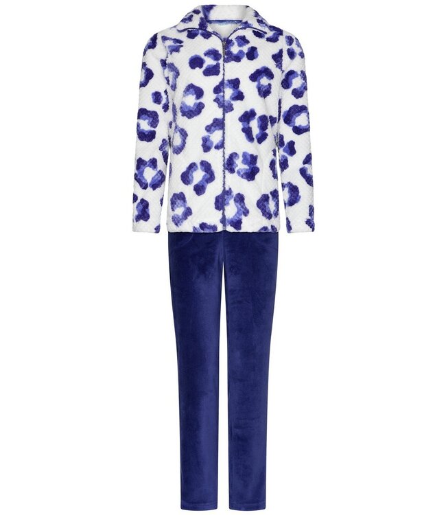 Embossed fleece lounge-huispak 'chic flower'