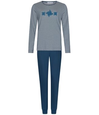 Pastunette Biologisch katoenen gestreepte dames pyjama ‘diamante flowers’