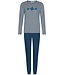 Pastunette ladies organic cotton stripey pyjama set 'diamante flowers'