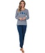 ladies organic cotton stripey pyjama set 'diamante flowers'
