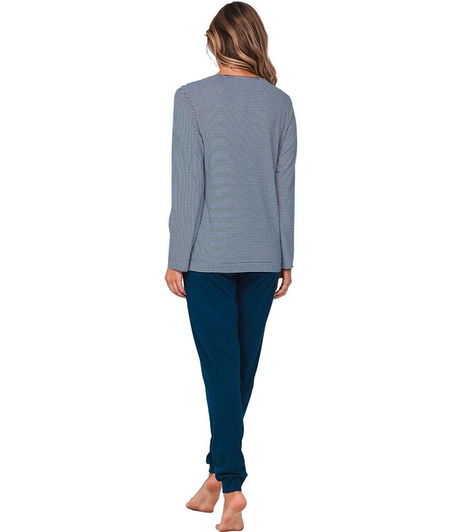 ladies organic cotton stripey pyjama set 'diamante flowers'