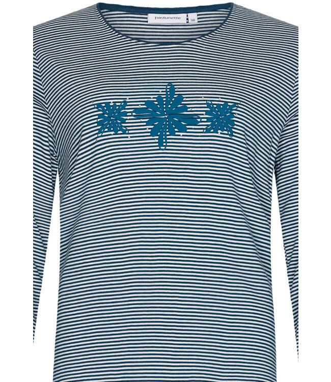 ladies organic cotton stripey pyjama set 'diamante flowers'