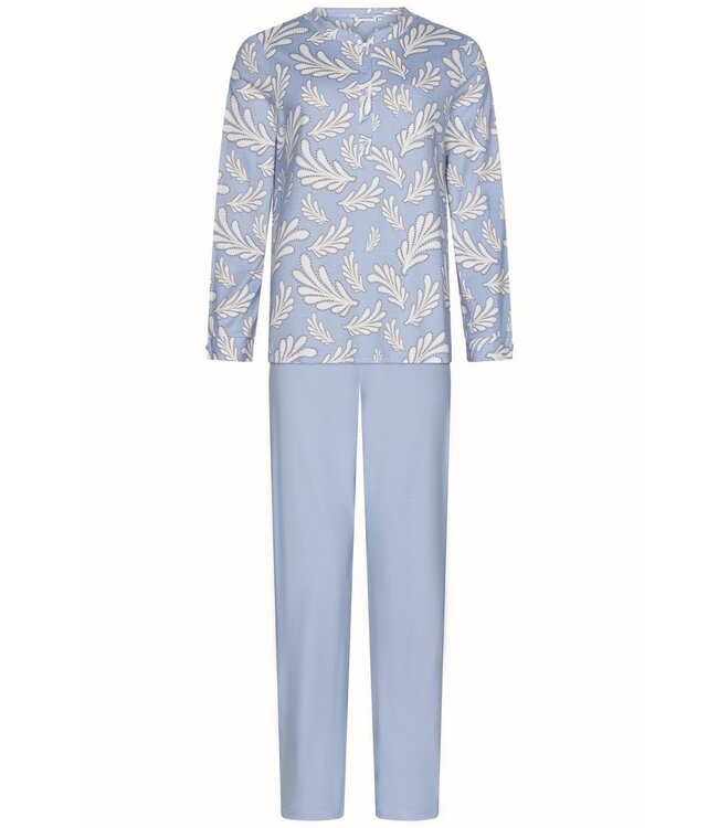 Dames pyjama met knoopjes van katoen interlock ‘lovely leafs’