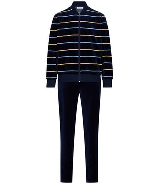 Pastunette for Men Heren lounge-huispak van velours 'velvet stripes' met rits