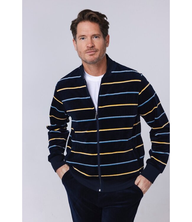 Heren lounge-huispak van velours 'velvet stripes' met rits
