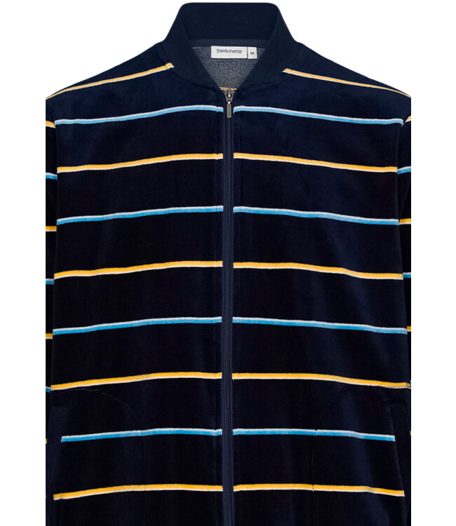 men's cotton-velvet mix lounge relax homesuit 'velvet stripes' with zip