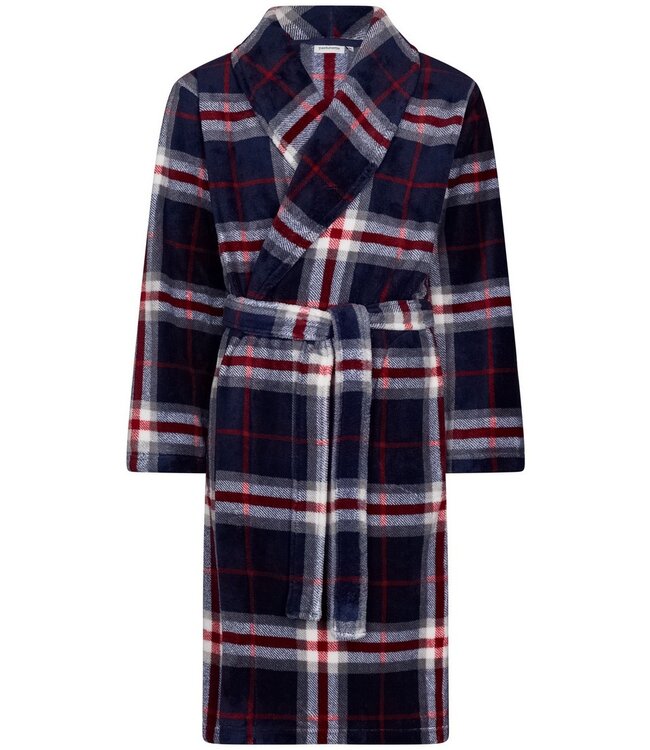 men's warm coral fleece wrap-over robe 'trendy checks'