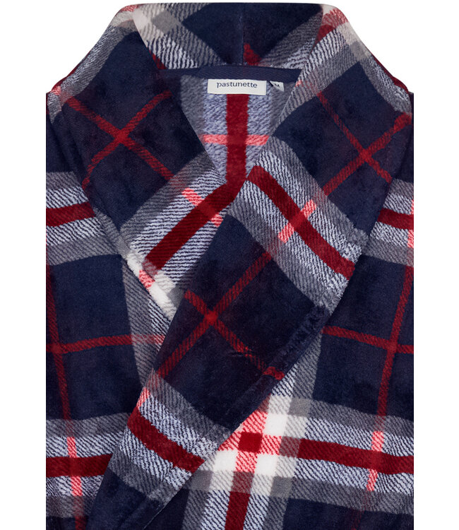 men's warm coral fleece wrap-over robe 'trendy checks'