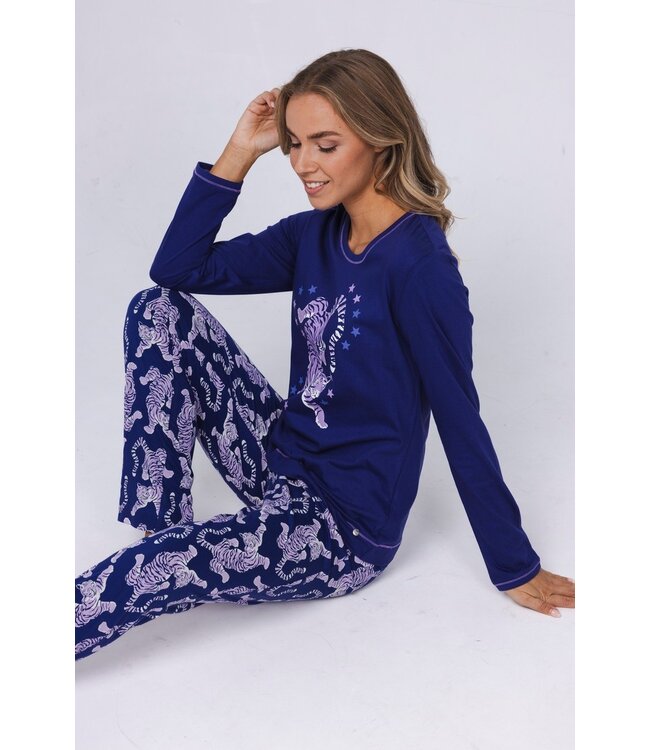 Trendy pyjamaset met lange mouwen van bio-katoen 'fantastic feline'