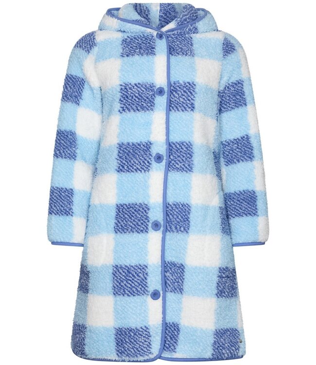Warme sherpa-fleece doorknoop lounge-jas 'chunky checks'