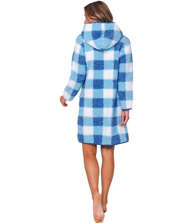 warm sherpa fleece full button home lounge jacket 'chunky checks