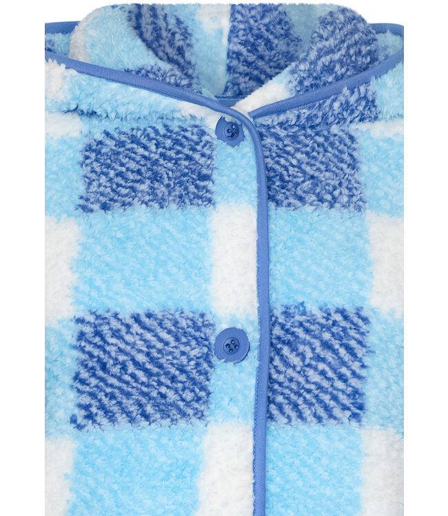 warm sherpa fleece full button home lounge jacket 'chunky checks