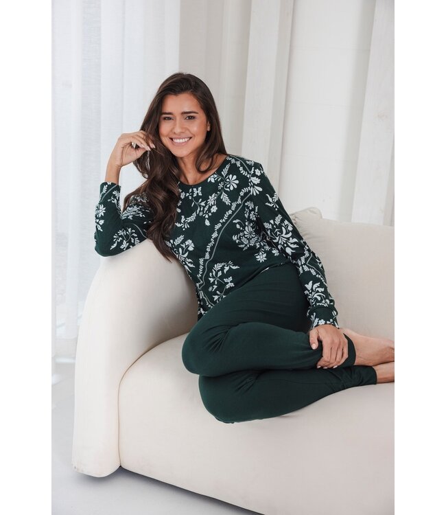 Katoen-modal dames pyjama met lange mouwen 'boutique charm'