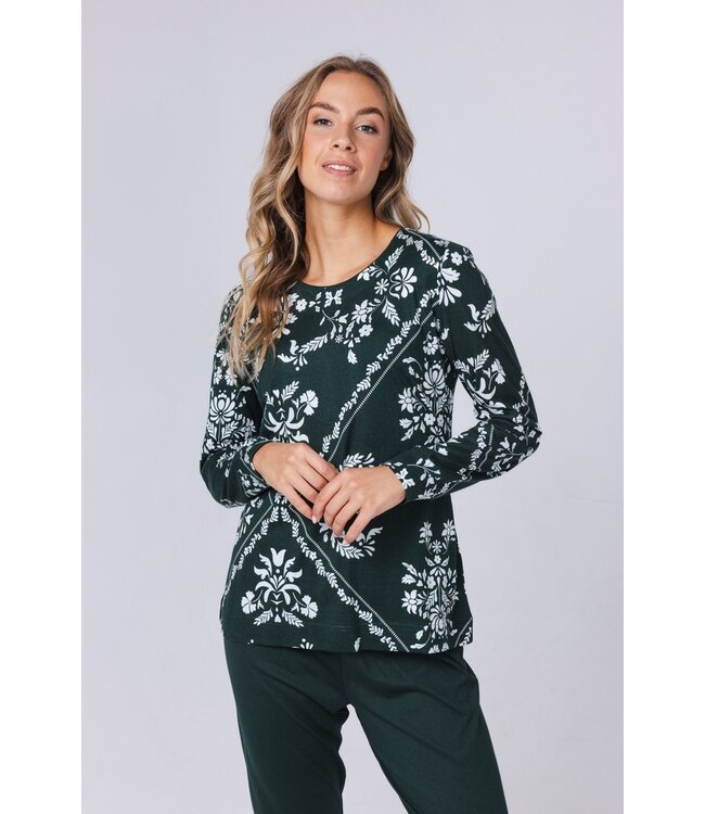 Katoen-modal dames pyjama met lange mouwen 'boutique charm'