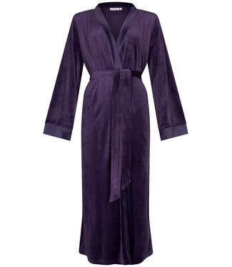 Pastunette Premium Luxe paarse velours dames kimono lang model 'chic purple beauty'