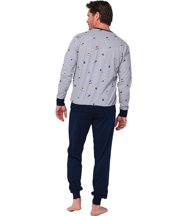 men's v-neck cotton-mix pyjama set 'winter sports'