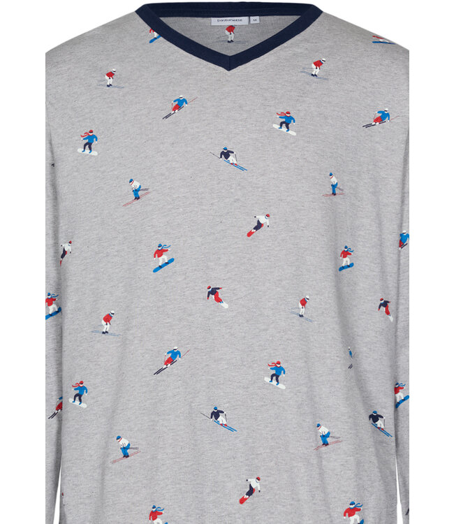 men's v-neck cotton-mix pyjama set 'winter sports'