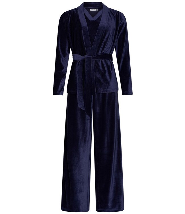 Luxe 3-delige velours loungeset 'chic blue beauty'