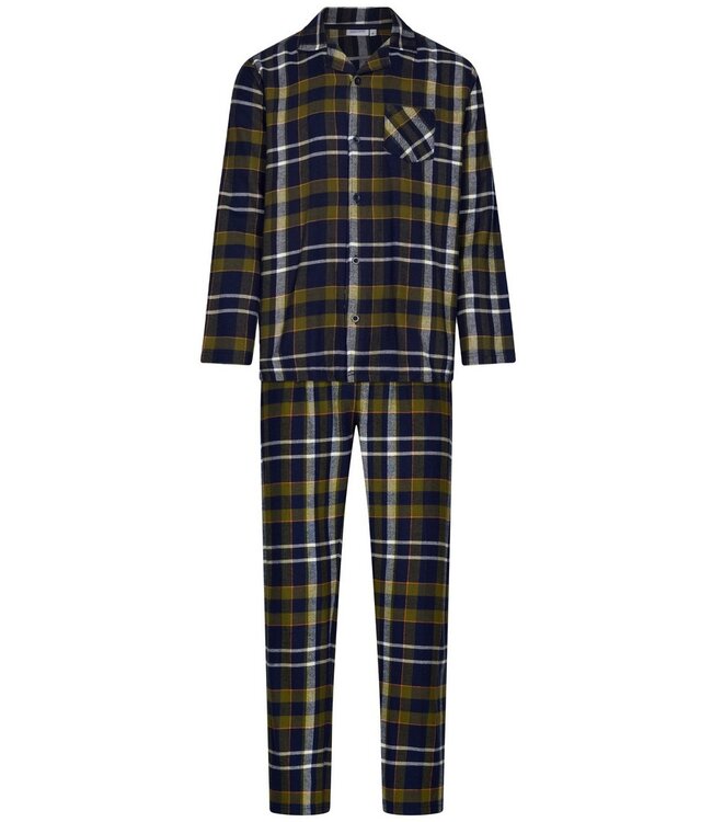 Heren doorknoop pyjama van katoen-flanel 'modern checks'