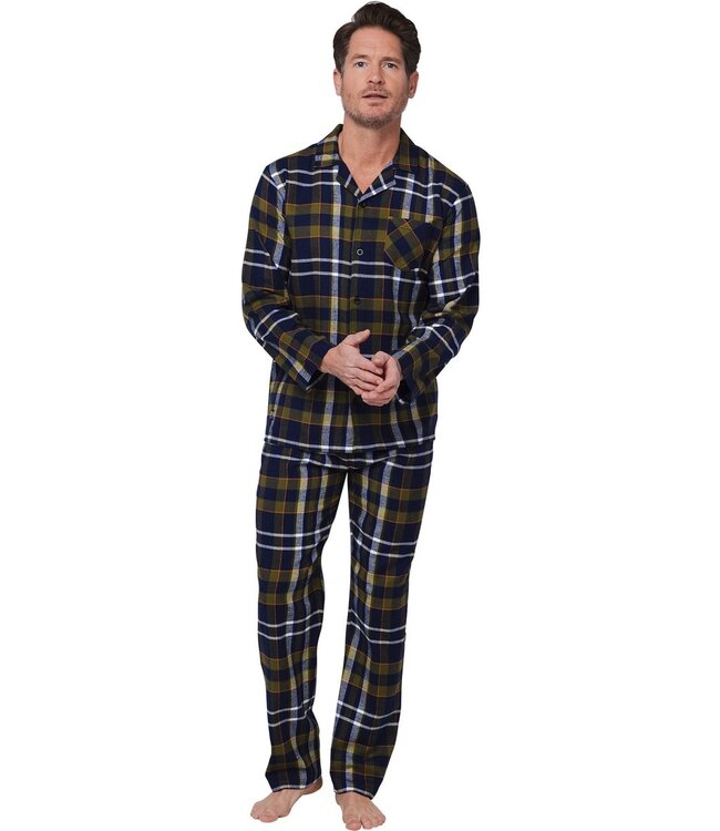 men's full button cotton flannel pyjama 'modern checks'