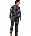 Heren doorknoop pyjama van katoen-flanel 'modern checks'