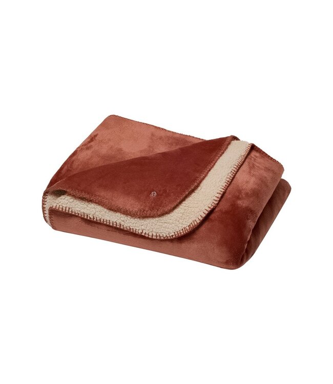 Herfstbruine sherpa flanel-fleece lounge deken 'stitch pretty'