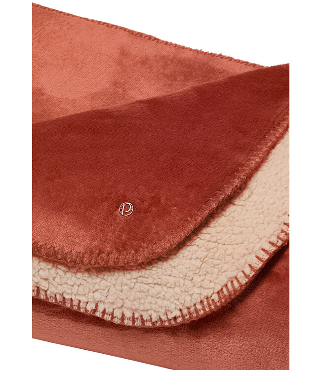 Herfstbruine sherpa flanel-fleece lounge deken 'stitch pretty'