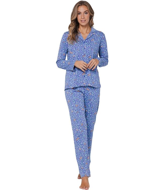 long sleeve organic cotton full button pyjama 'woodland wildlife'