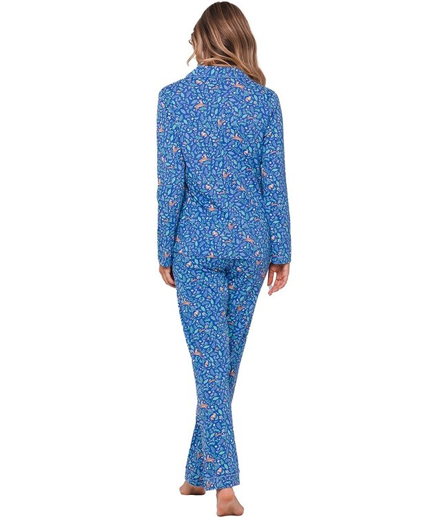Doorknoop pyjama met lange mouwen van bio-katoen 'woodland wildlife'