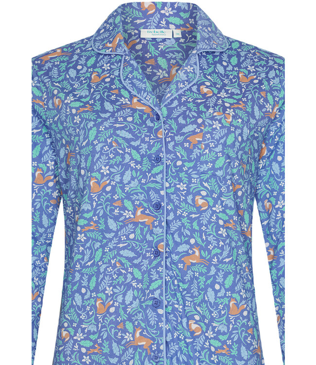 long sleeve organic cotton full button pyjama 'woodland wildlife'