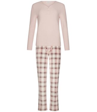Pastunette ladies warm pyjama set 'champagne pink check'