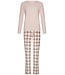 Warme dames pyjama broek met viscose-mix roze top ‘champagne pink check’