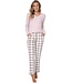 ladies warm pyjama set 'champagne pink check'